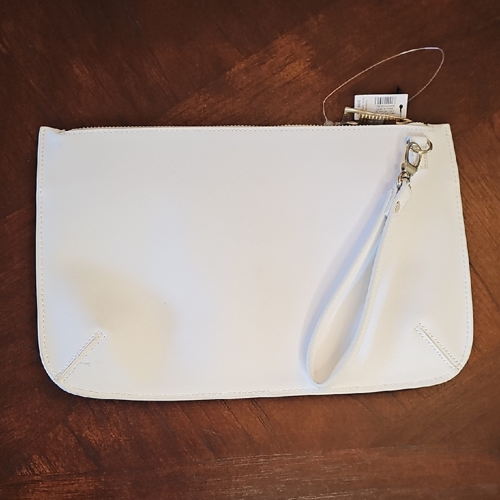 NWT White House Black Market Floral Studded Wristlet Clutch White, Purple - Picture 5 of 9